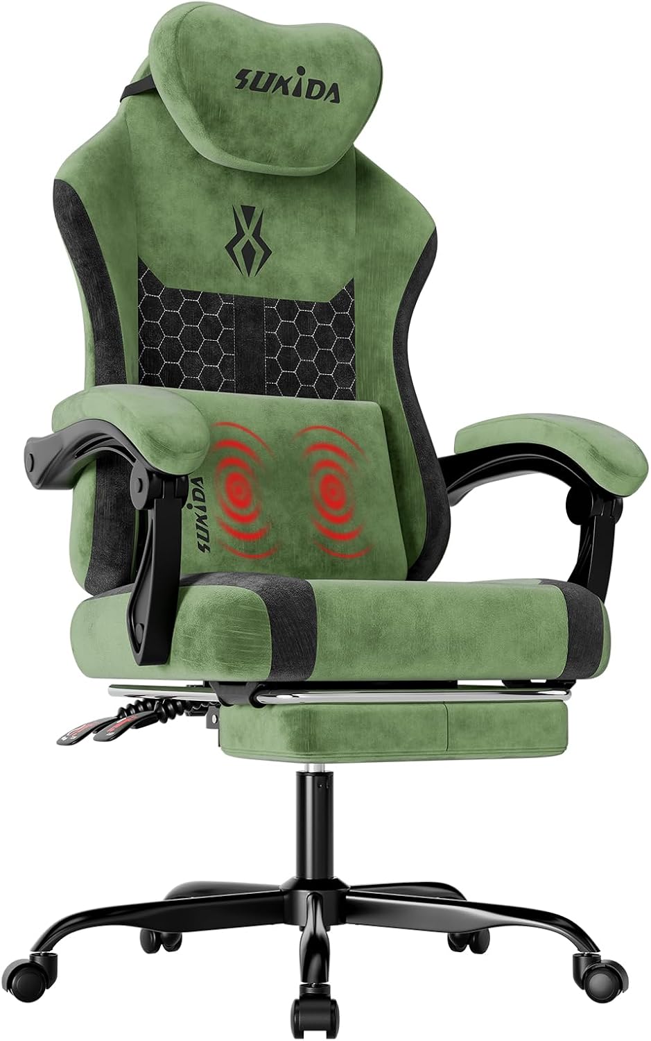 Massage - Fabric Video Gaming Chair, Ergonomic High-Back