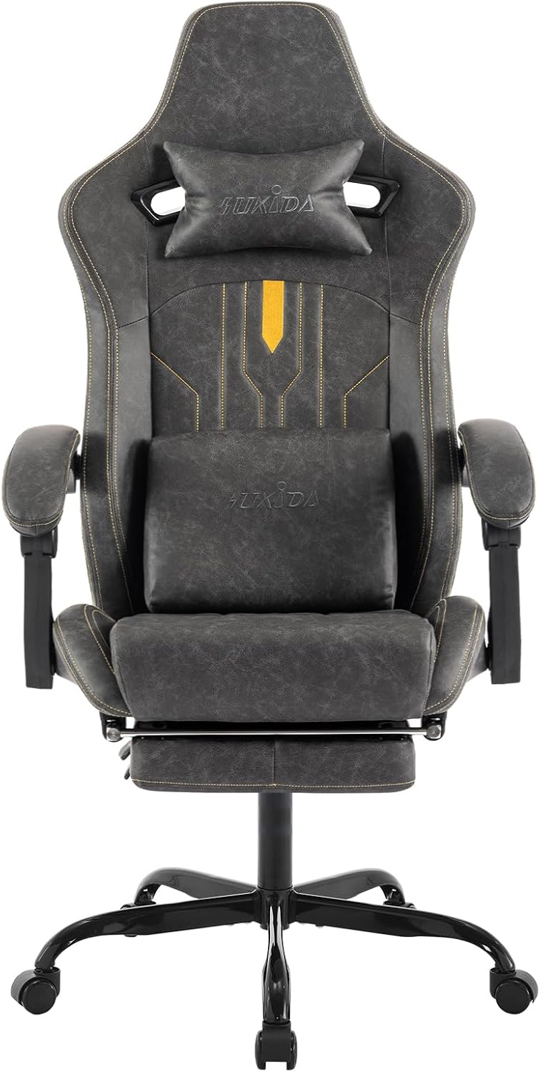 Massage - Gaming Chair with Footrest Ergonomic Computer