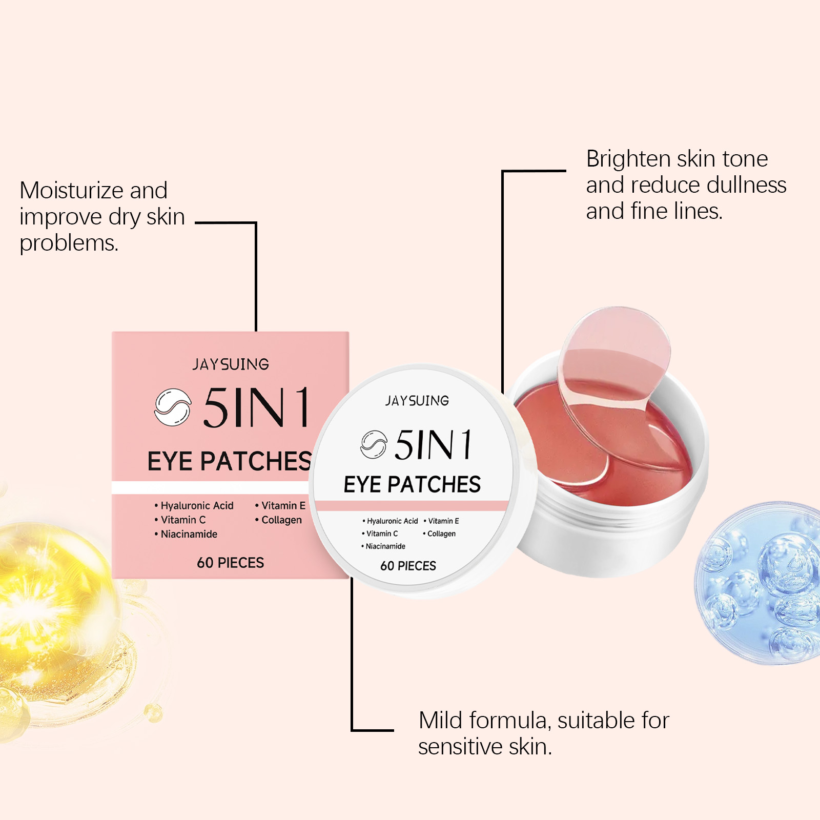 JAYSUING 5-in-1 Under Eye Patc - Hyaluronic Acid Facial Serum ulasan dan harga