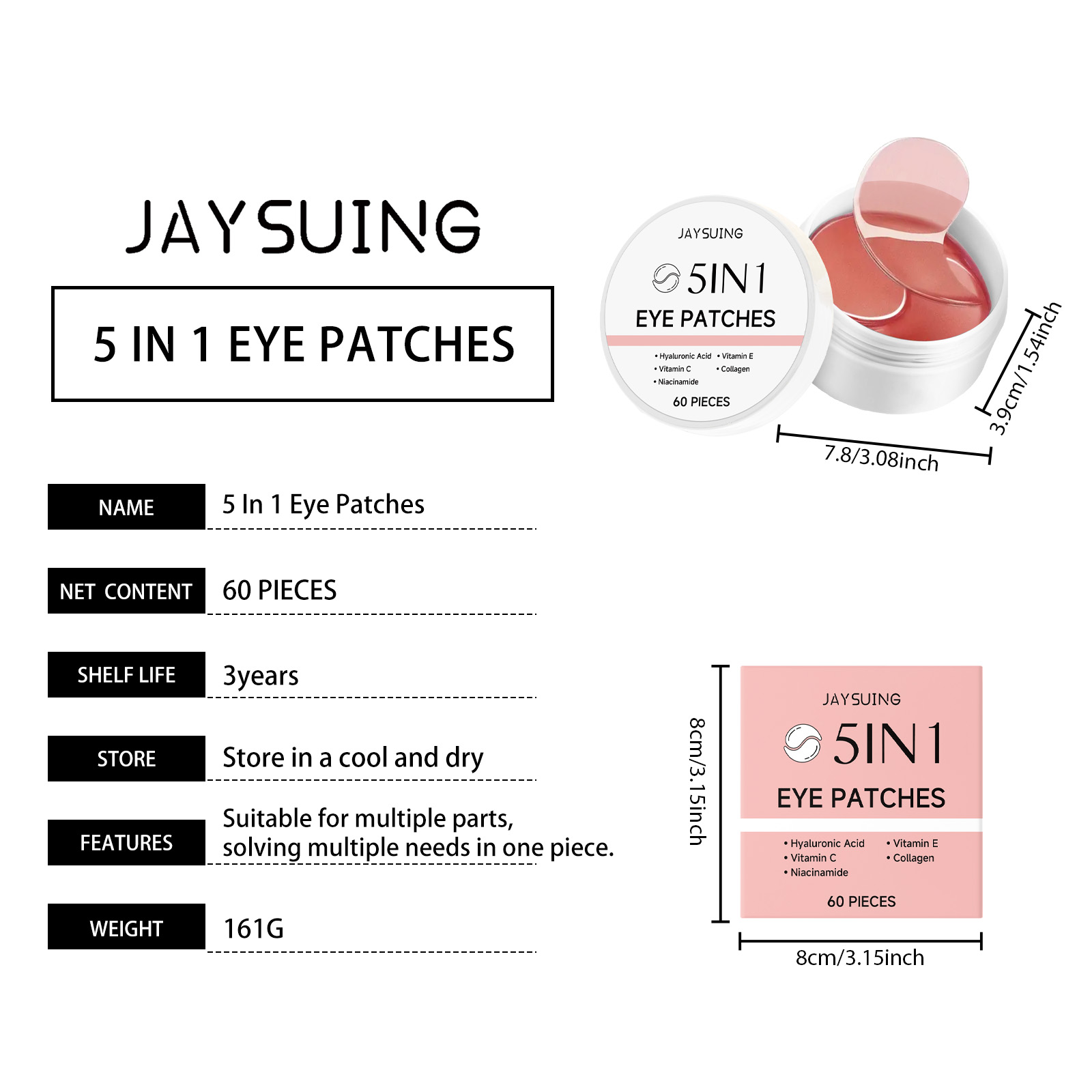 JAYSUING 5-in-1 Under Eye Patc - Hyaluronic Acid Facial Serum ulasan dan harga