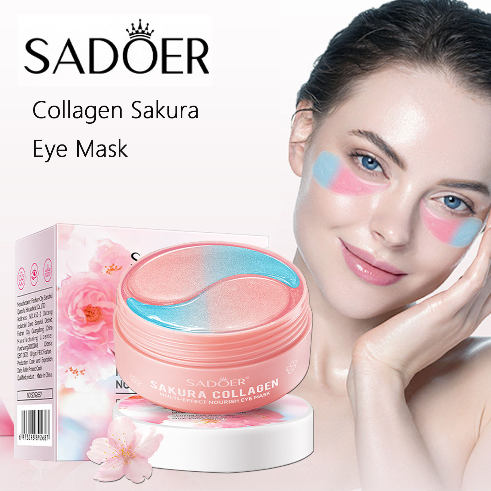 60pcs Sakura Collagen Eye Mask - Collagen Under Eye Patches ulasan dan harga