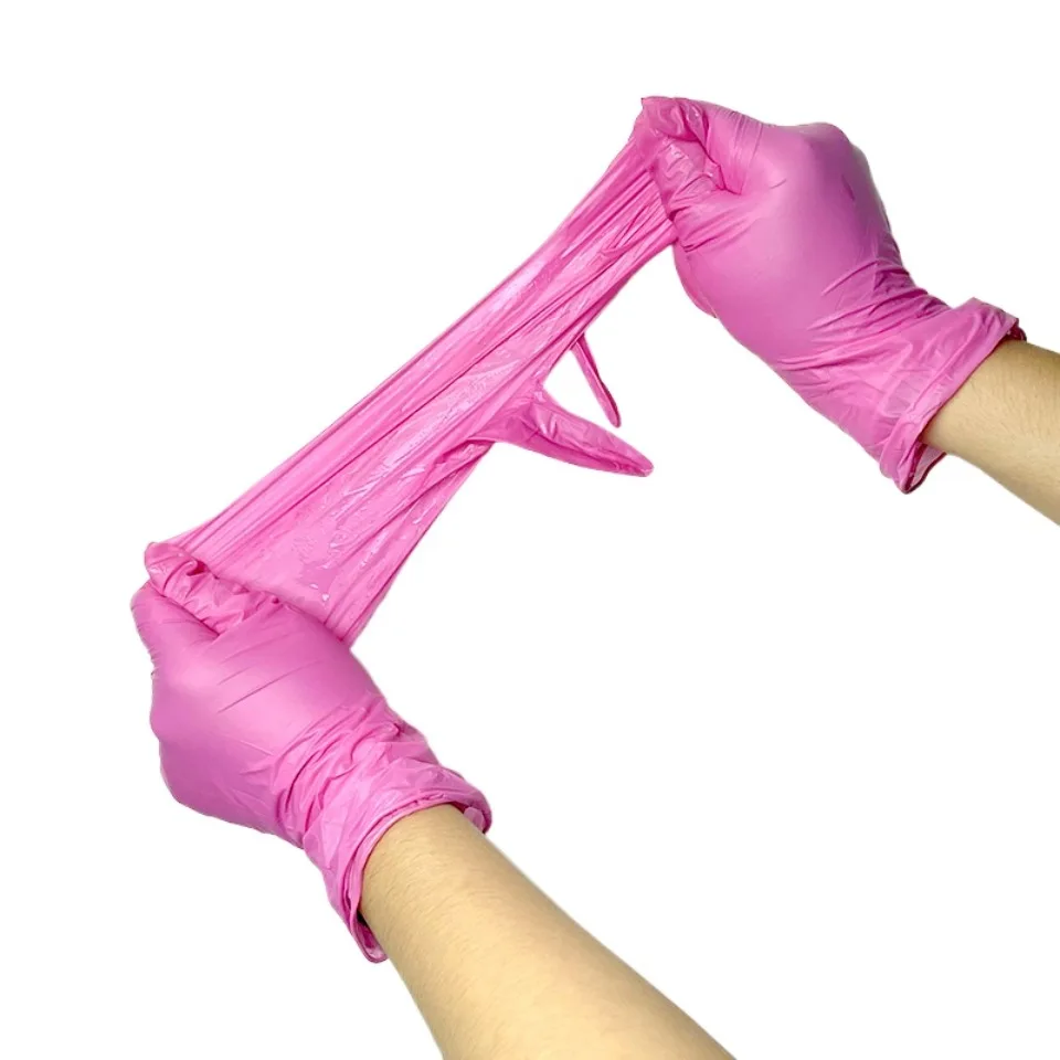 50PCS Deep Pink Nitrile Gloves - Nail Art ulasan dan harga