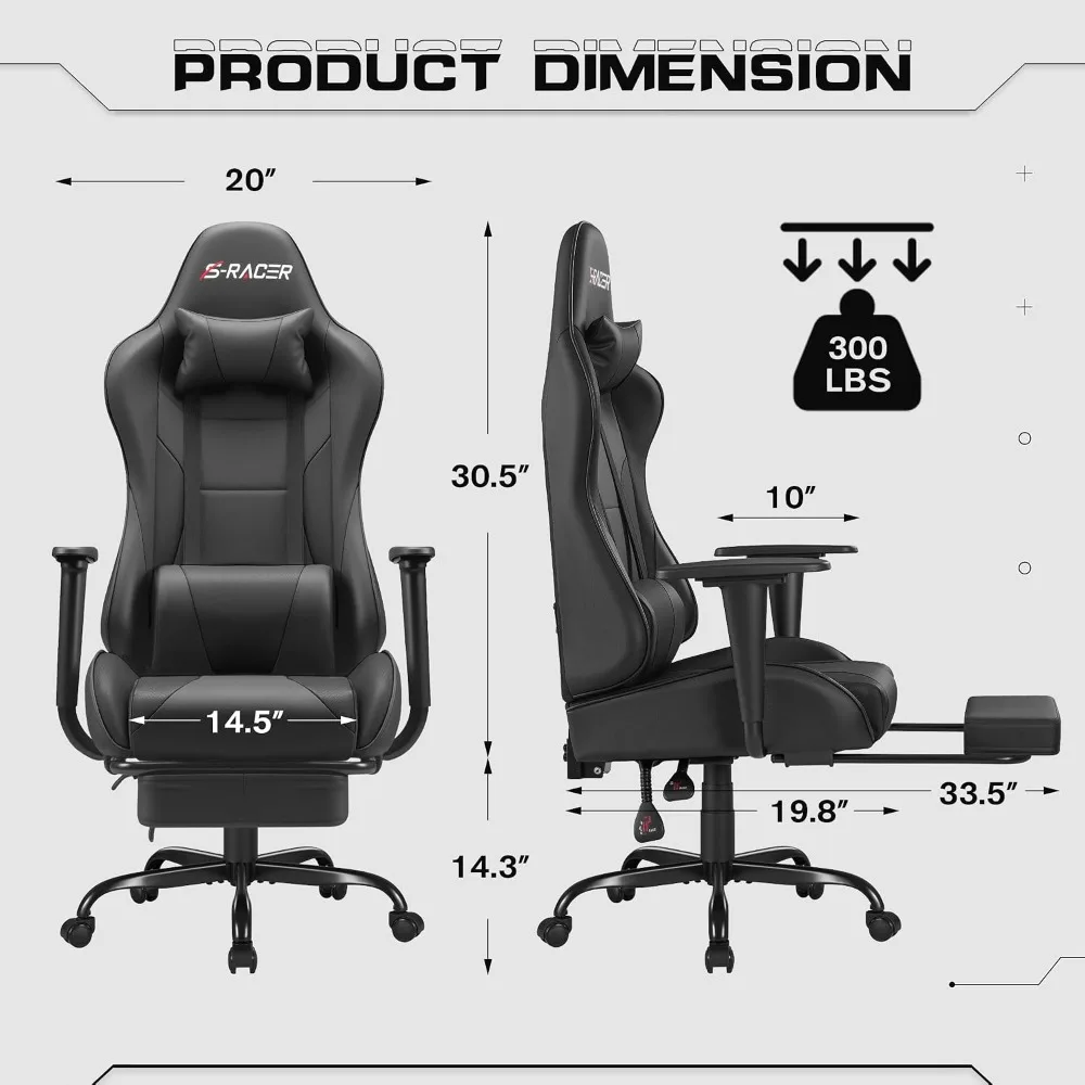Gaming Chair with Footrest Mas - Massage ulasan dan harga