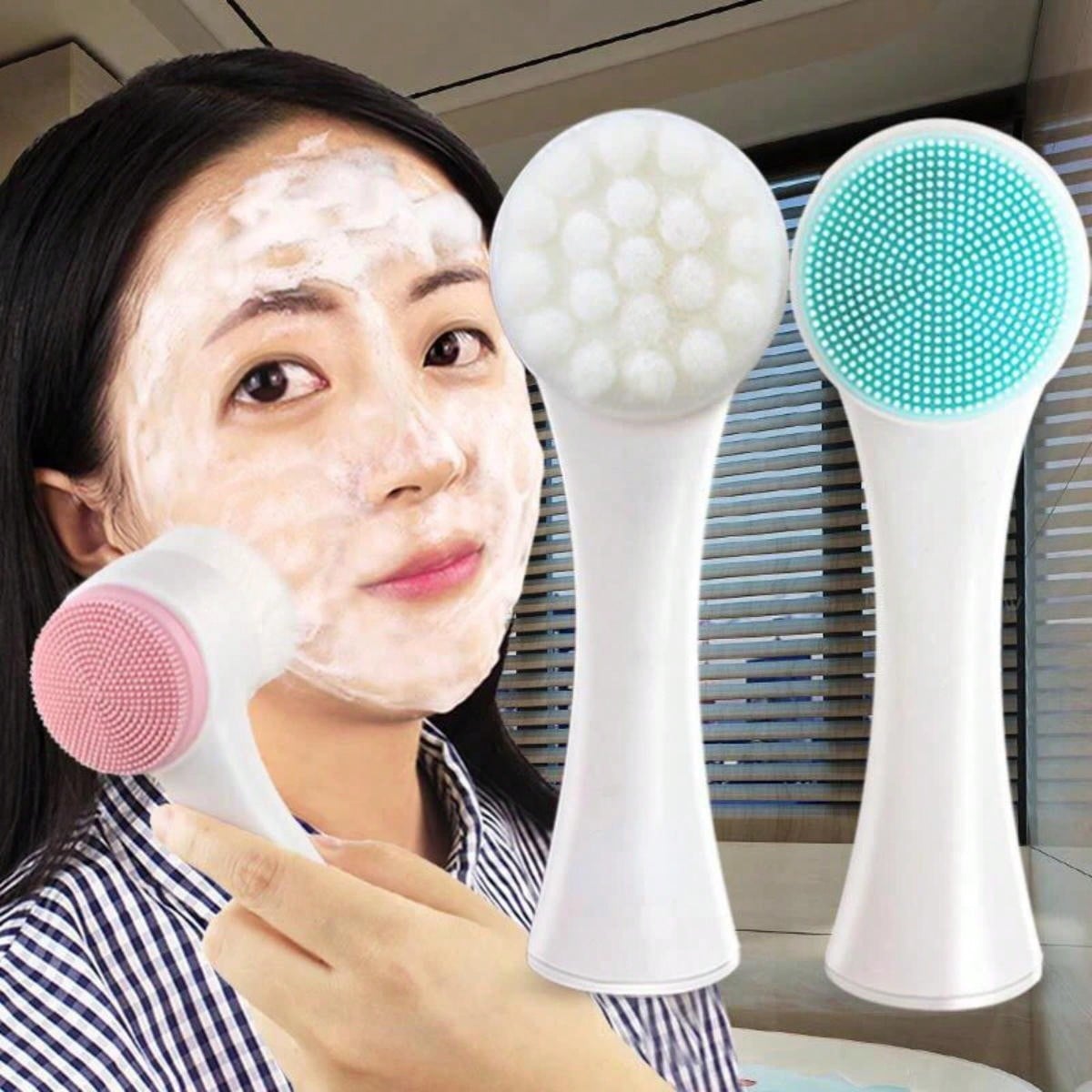 Double Sided Facial Cleanser S - Silicone Face Scrubber Electric ulasan dan harga